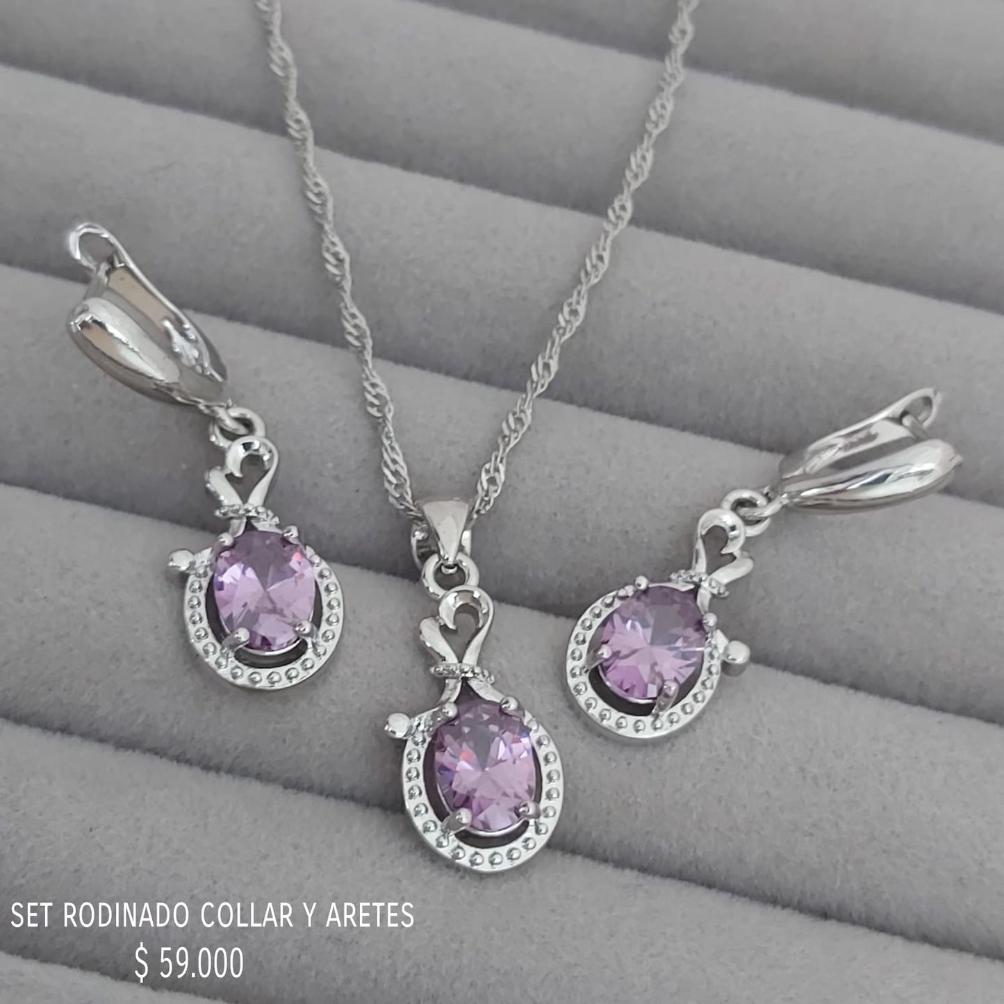 Set collar y aretes rodinados