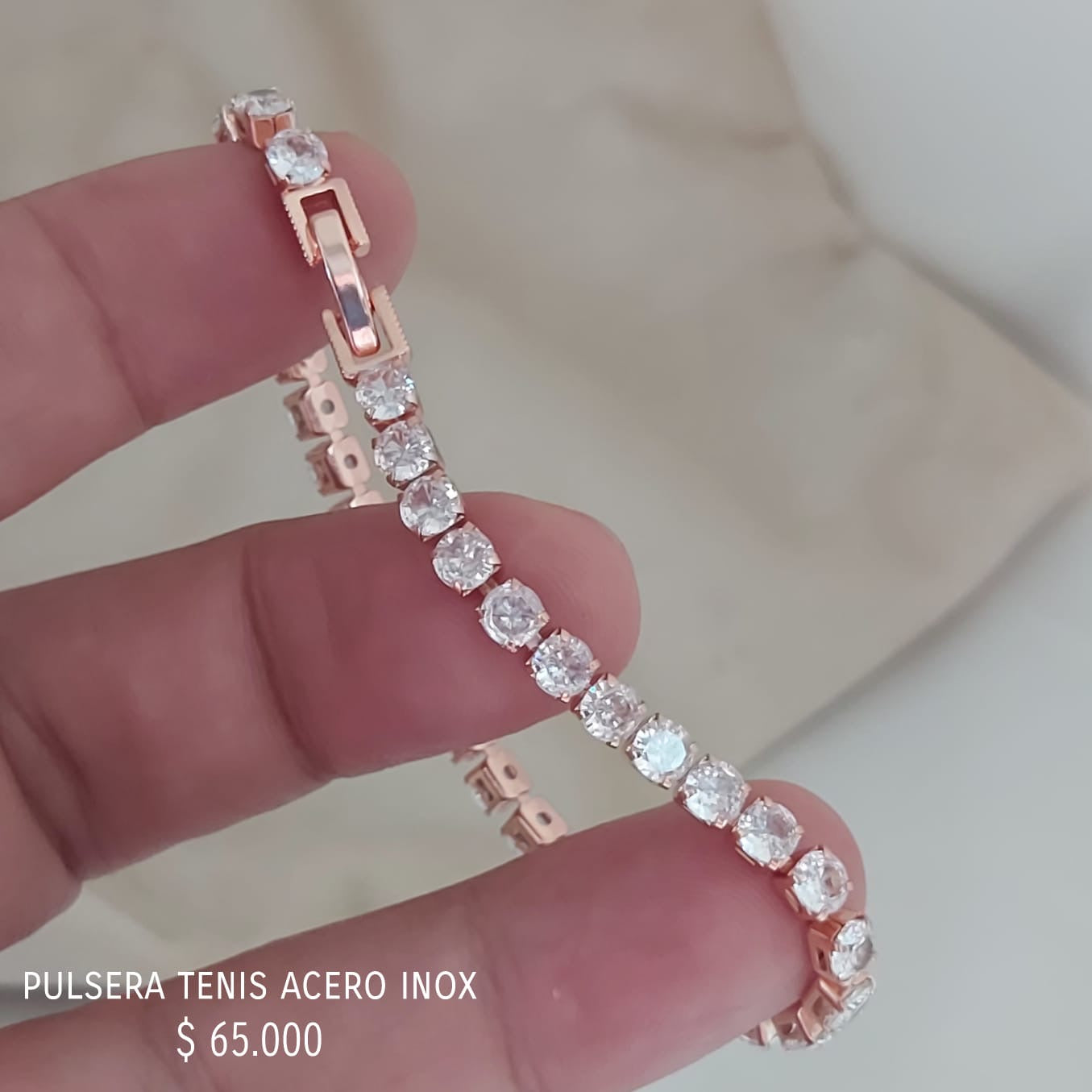 Pulsera tenis acero inox rosa