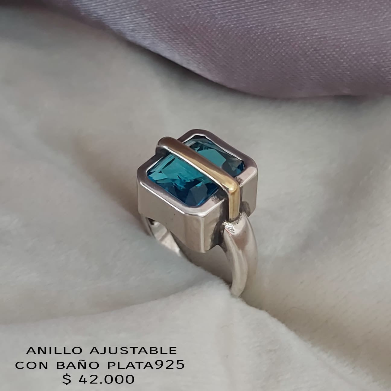Anillo ajustable con baño de plata925