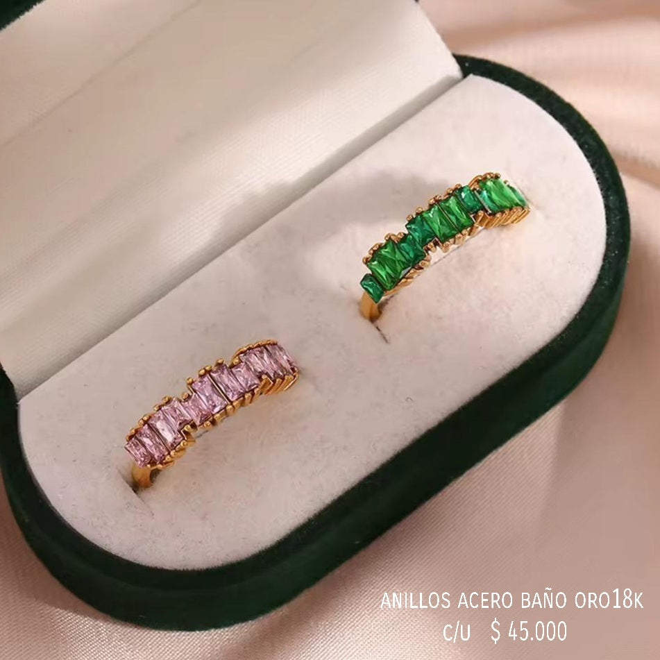 Anillo ajustable acero inox baño oro18k