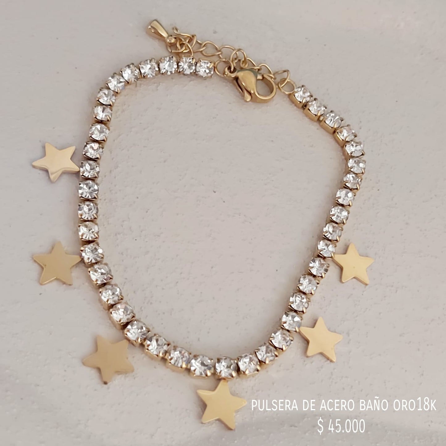 Pulsera acero inox baño oro18k