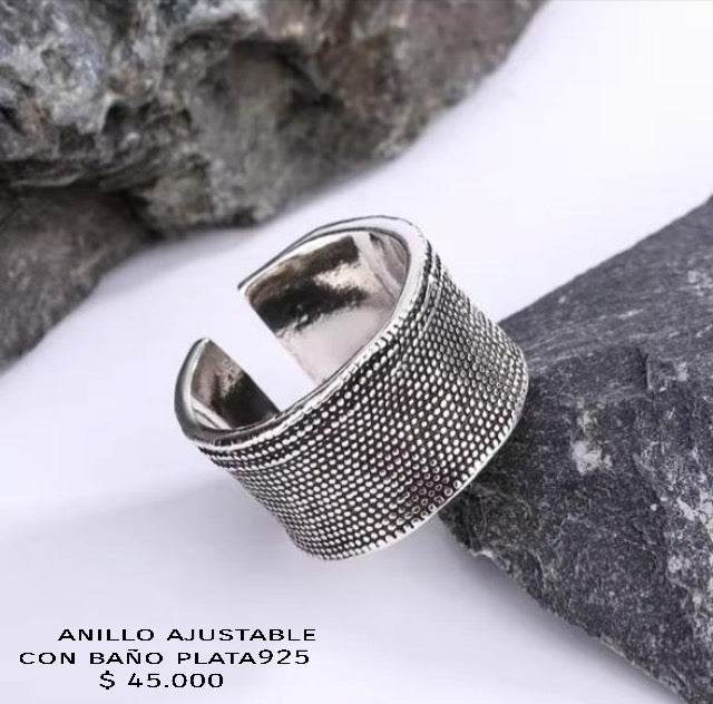 Anillo ajustable con baño plata925