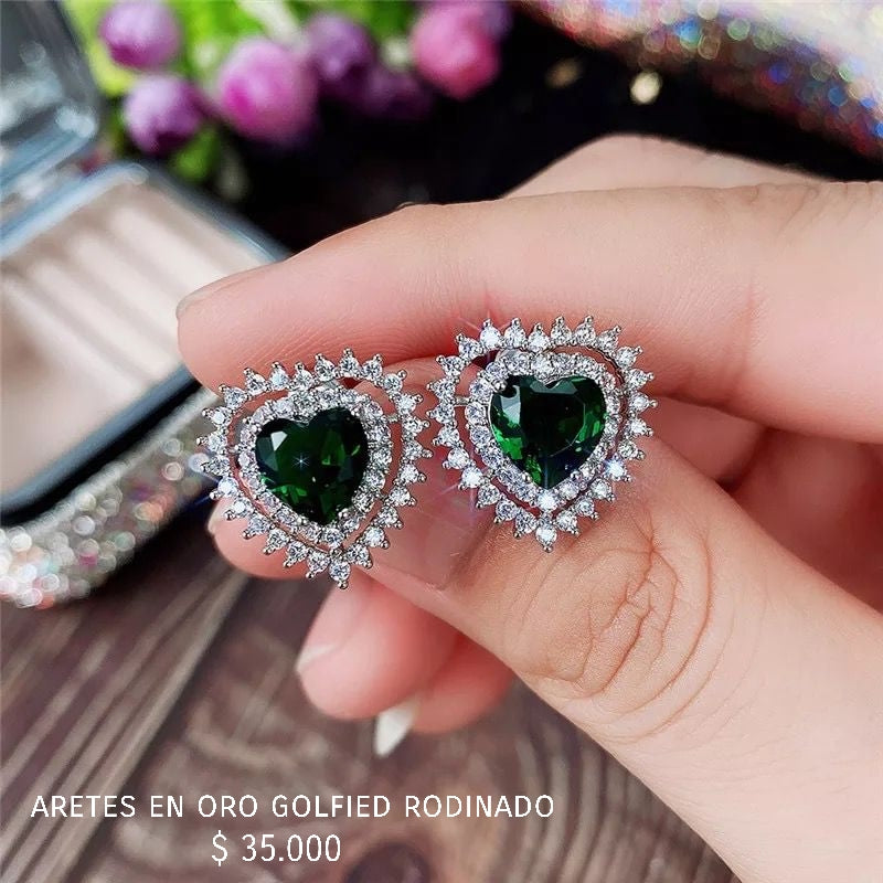 Aretes de oro golfield rodinado