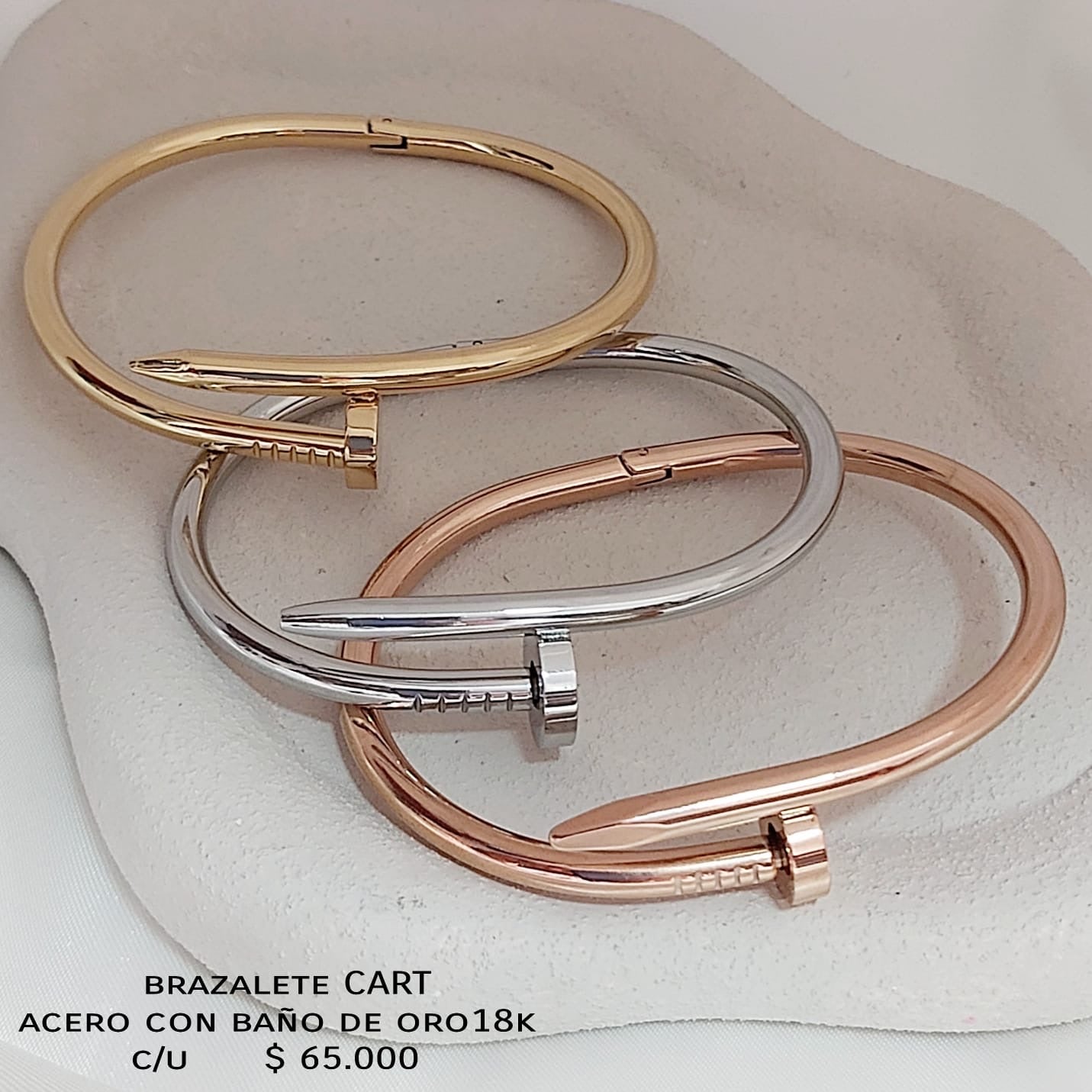 Brazalete CART acero con baño de oro18k