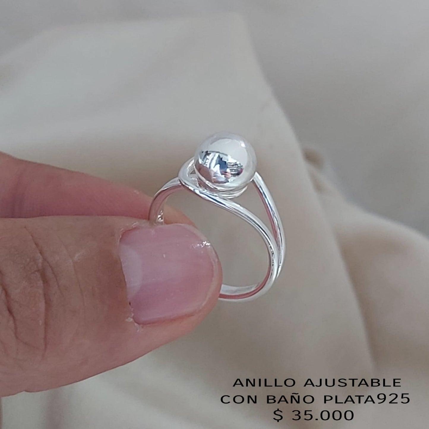 Anillo ajustable con baño de plata925