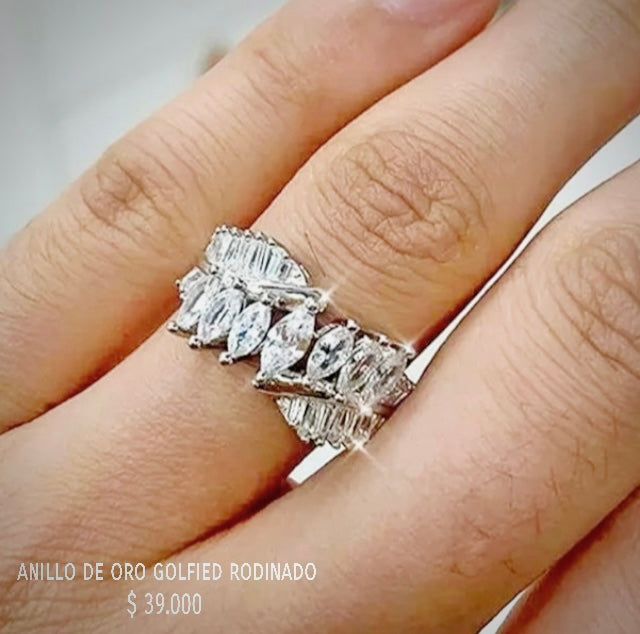 Anillo de oro golfield rodinado