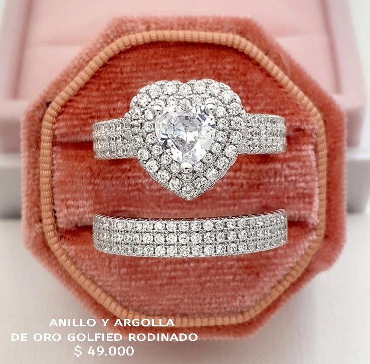 Anillo de oro golfield rodinado