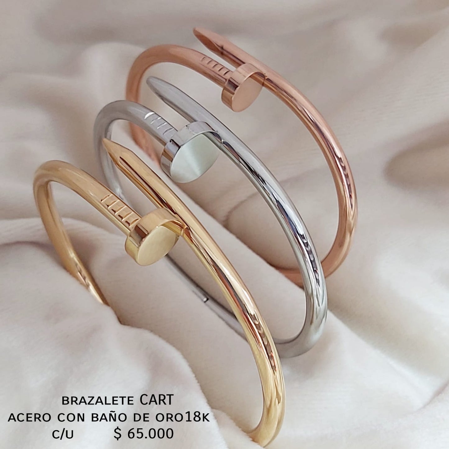 Brazalete CART acero con baño de oro18k
