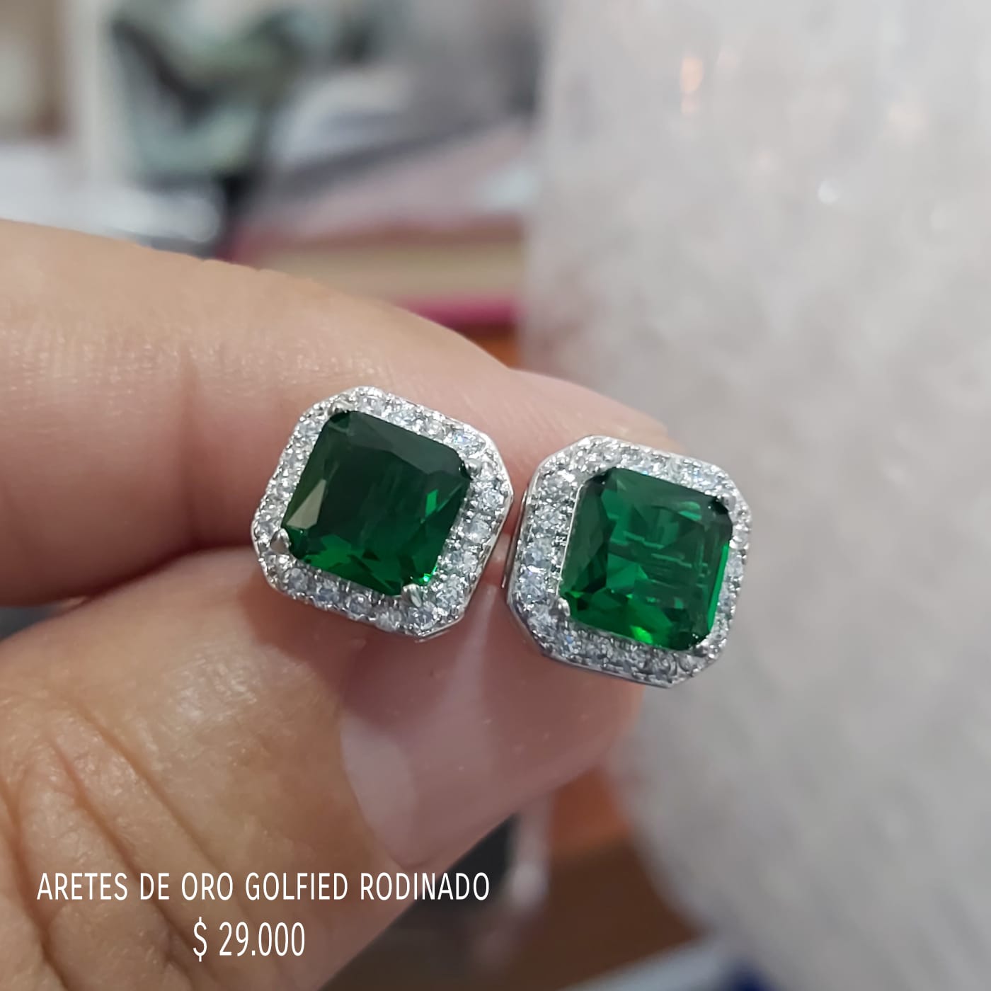Aretes de oro golfield rodinado