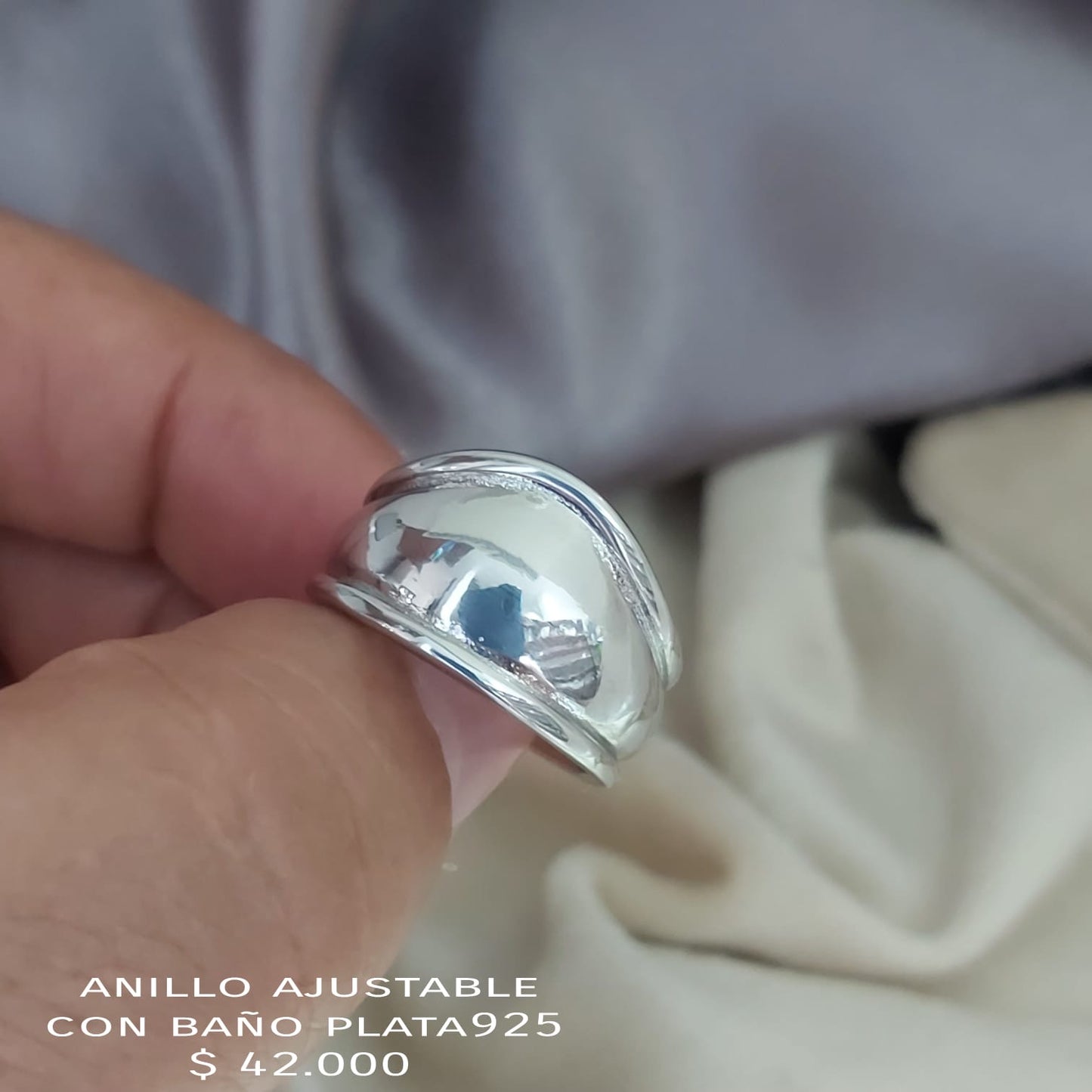 Anillo ajustable con baño plata925
