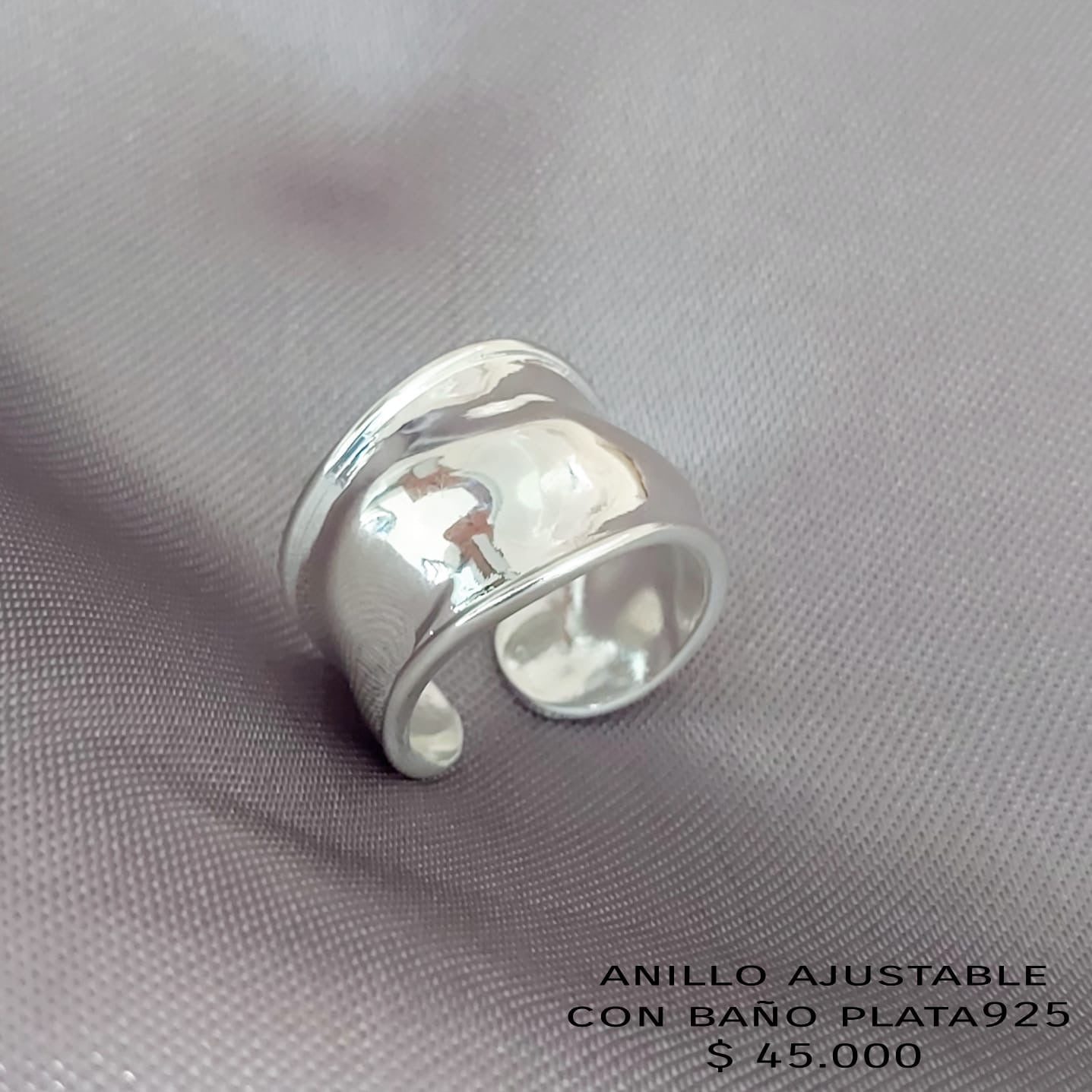 Anillo ajustable con baño plata925