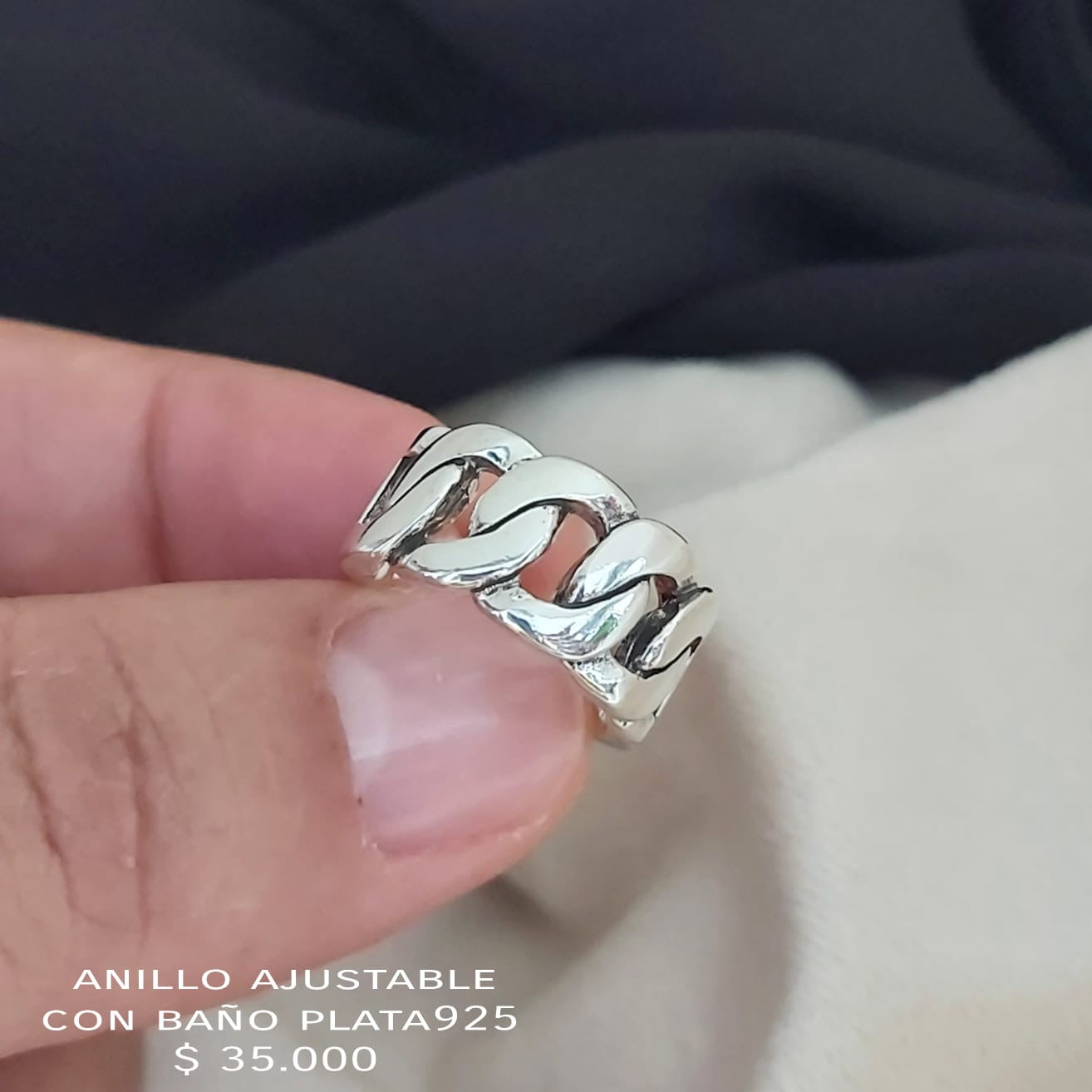 Anillo ajustable con baño plata925