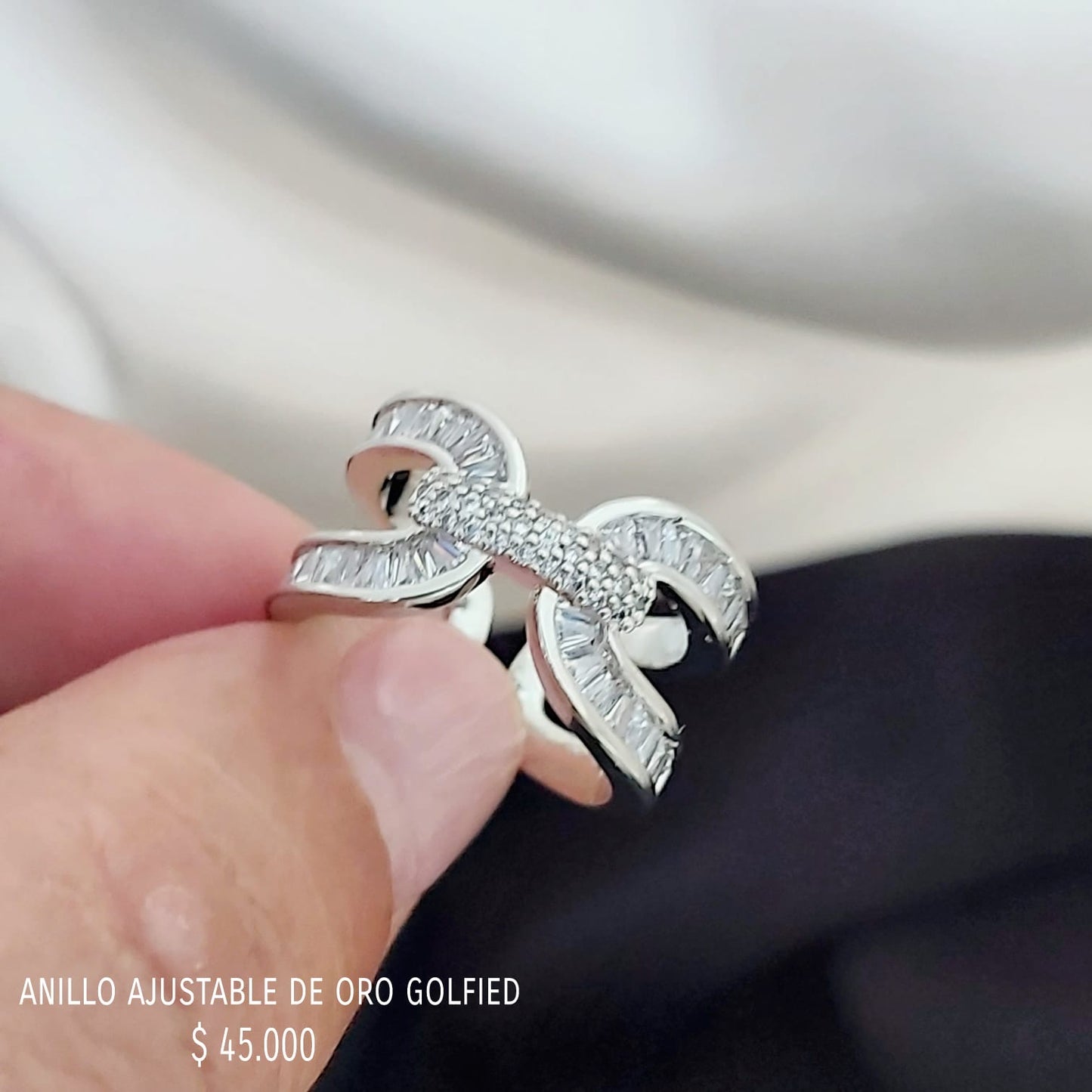 Anillo ajustable de oro golfield rodinado