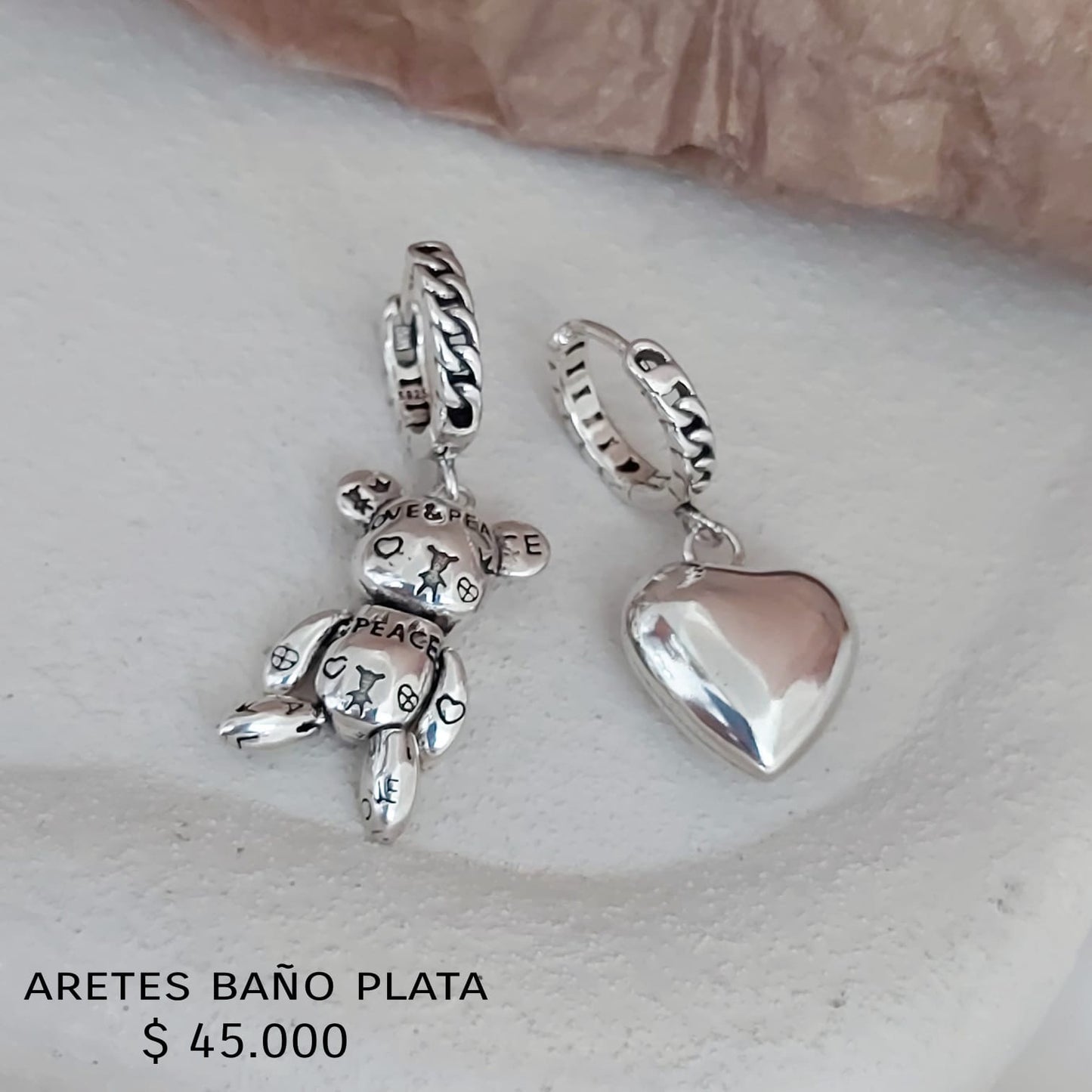 Aretes baño plata