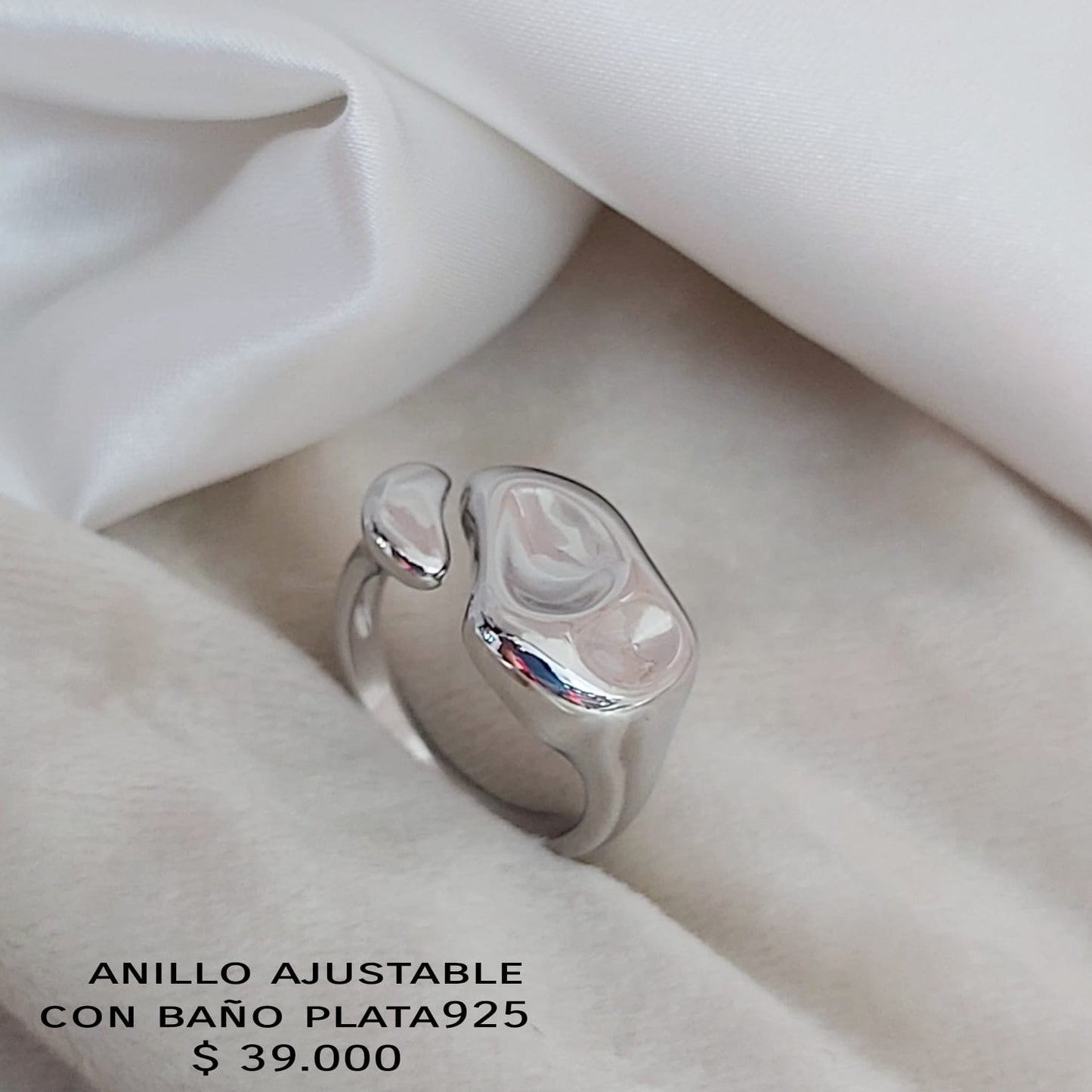 Anillo ajustable con baño plata925