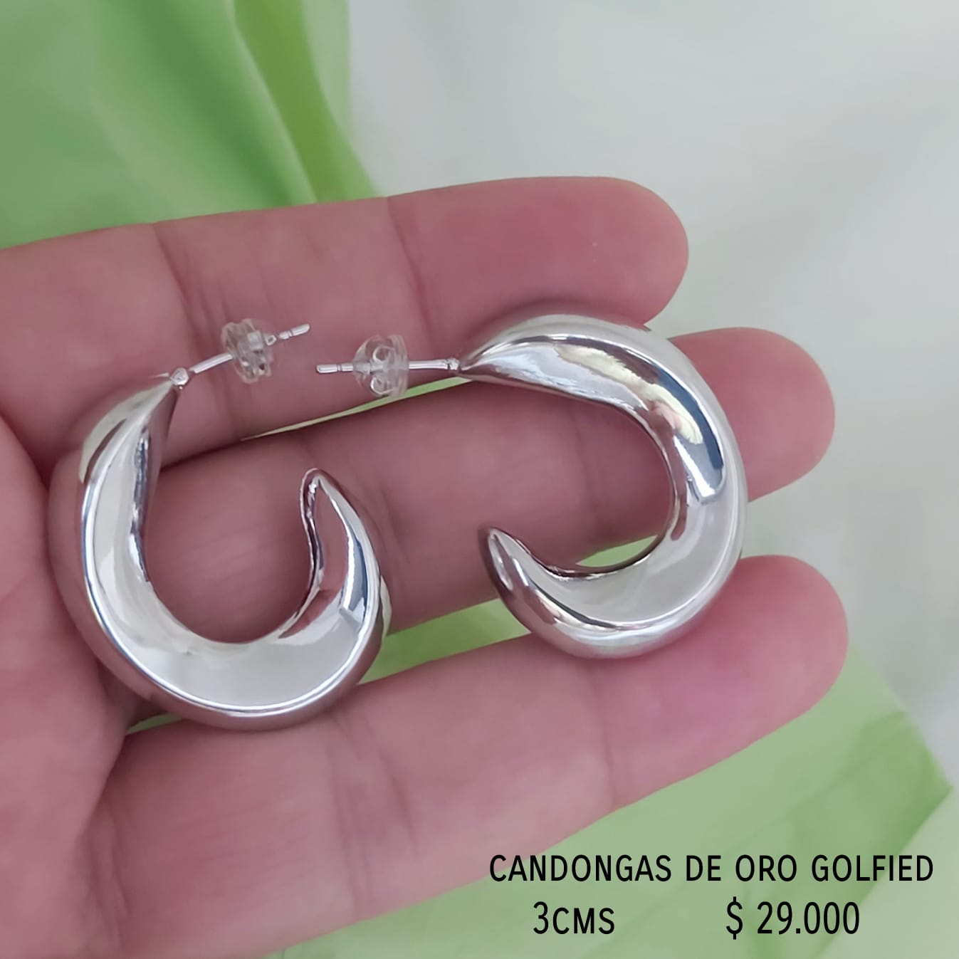 Candongas de oro golfield rodinado 3cms