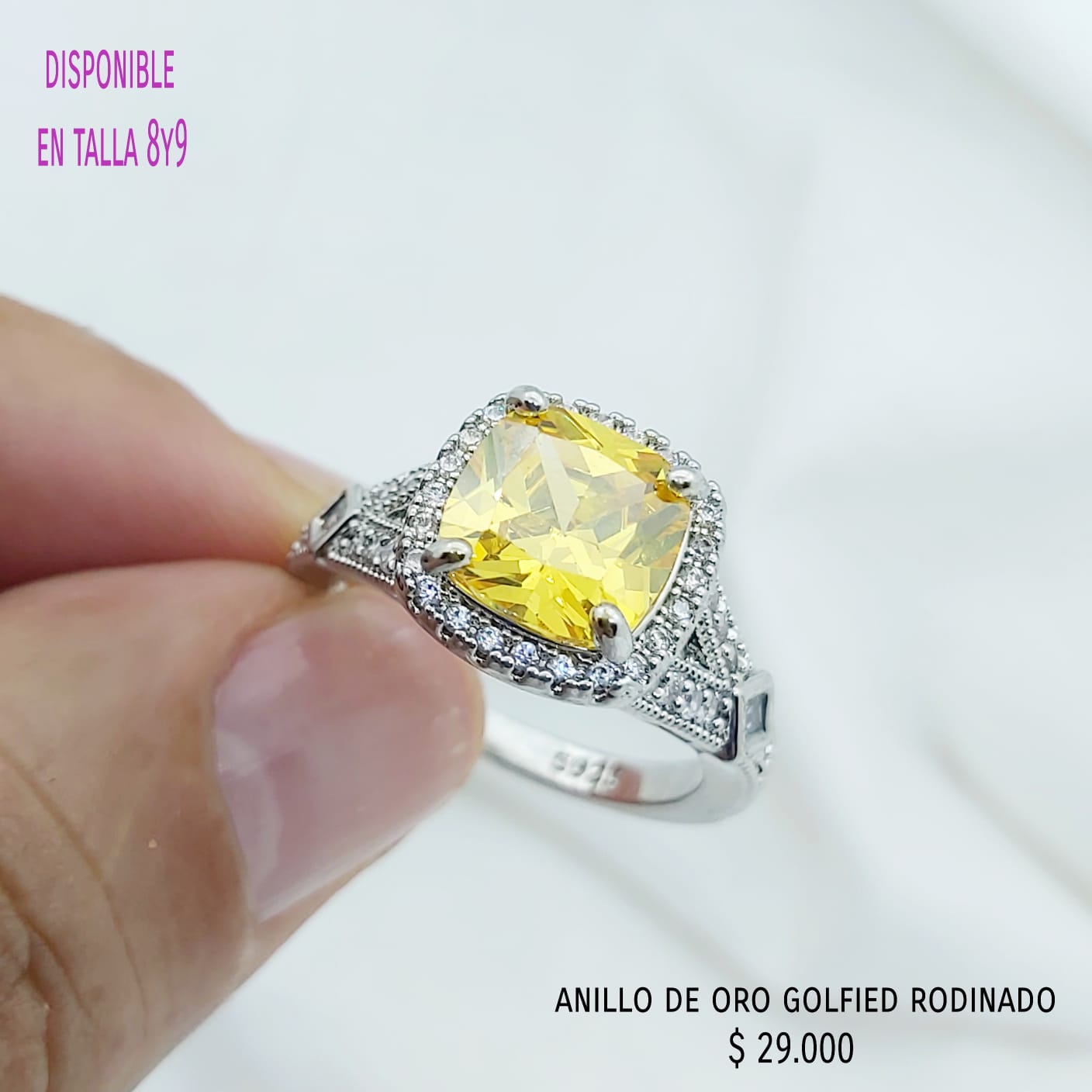 Anillo de oro golfield rodinado