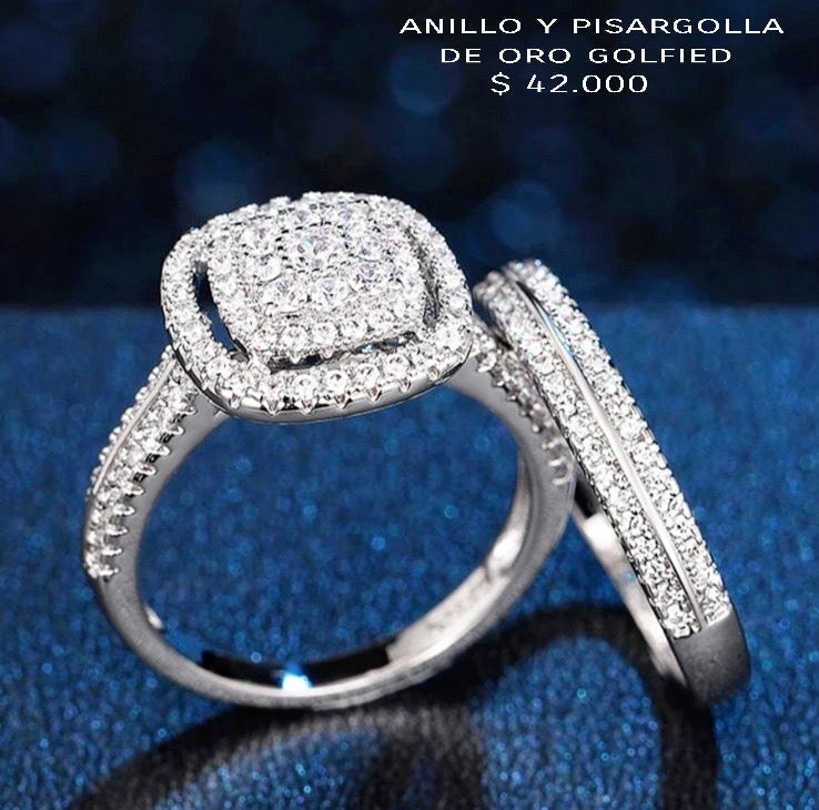 Anillo y pisargolla de oro golfied