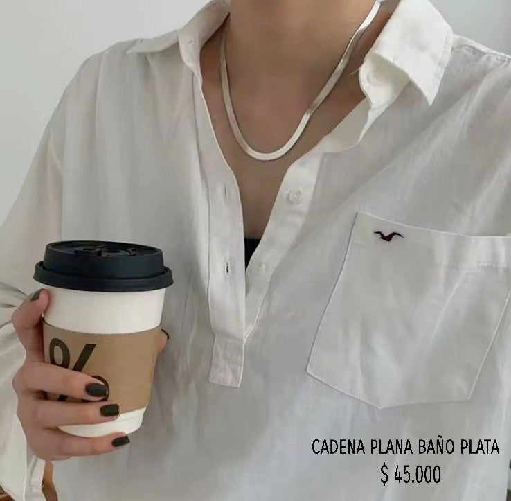 Cadena plana baño plata