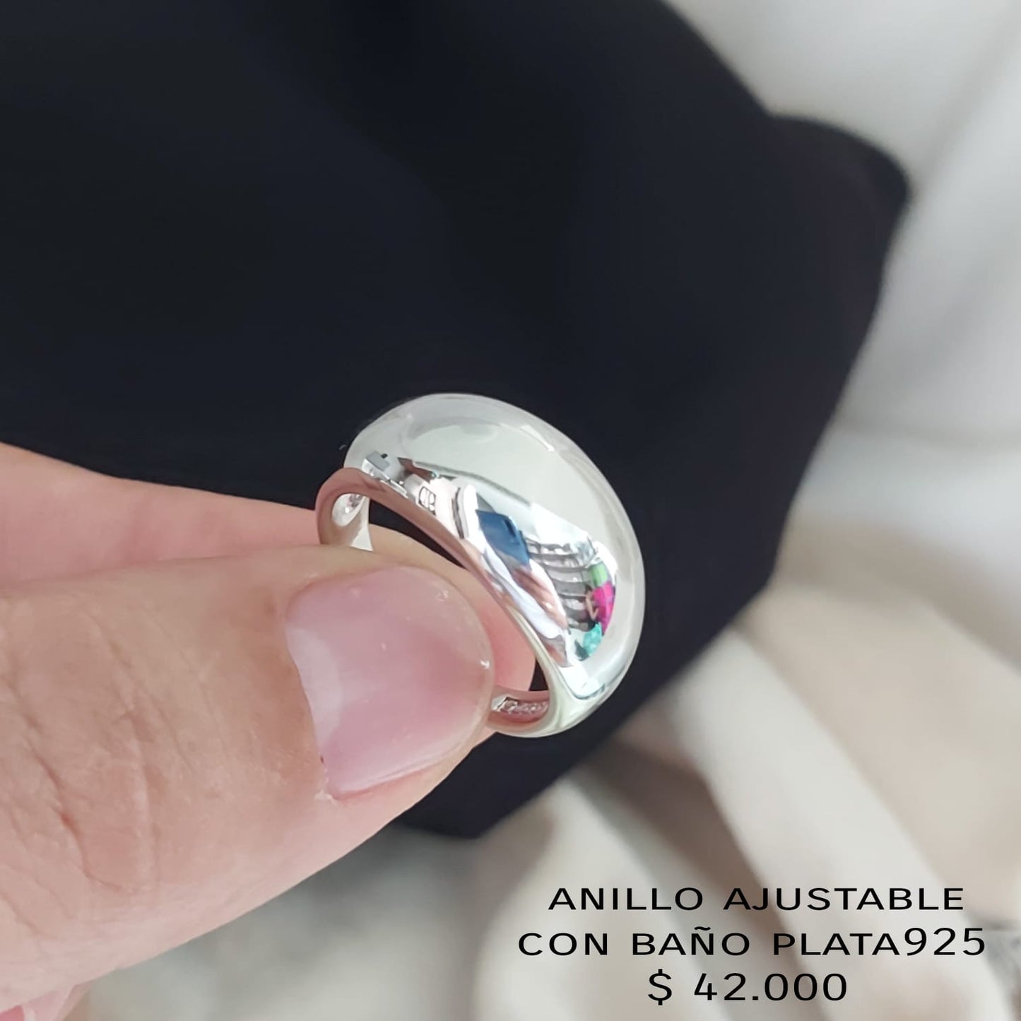 Anillo ajustable con baño plata925