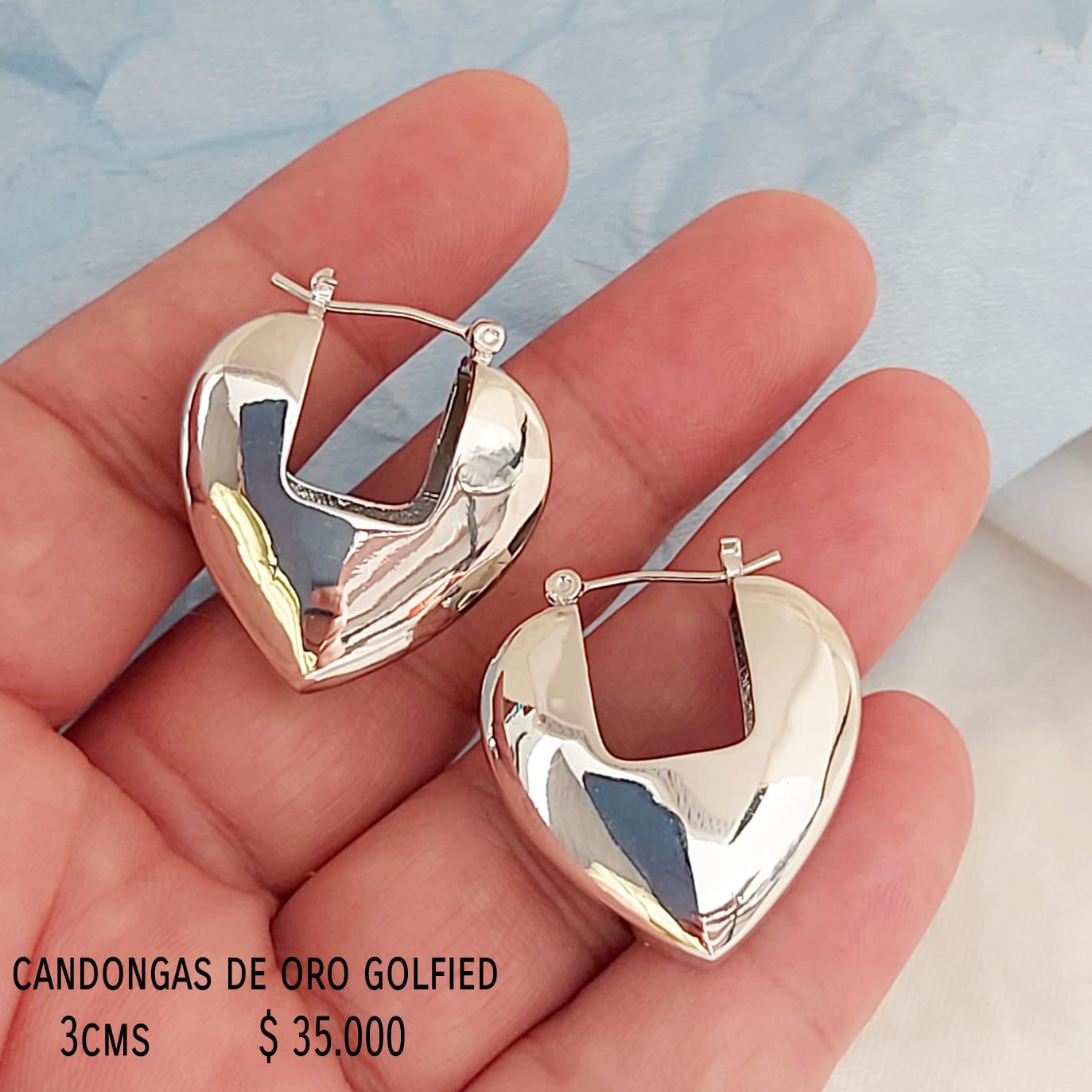 Candongas de oro golfield rodinado 3cms