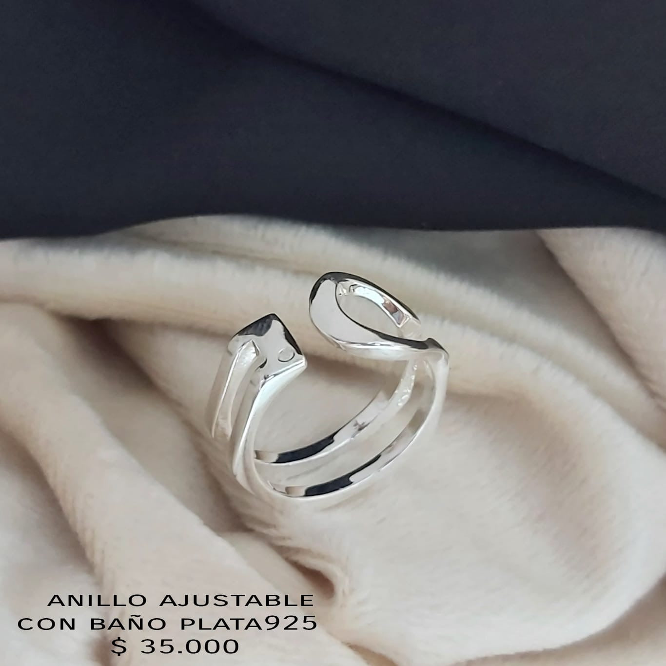 Anillo ajustable con baño de plata925
