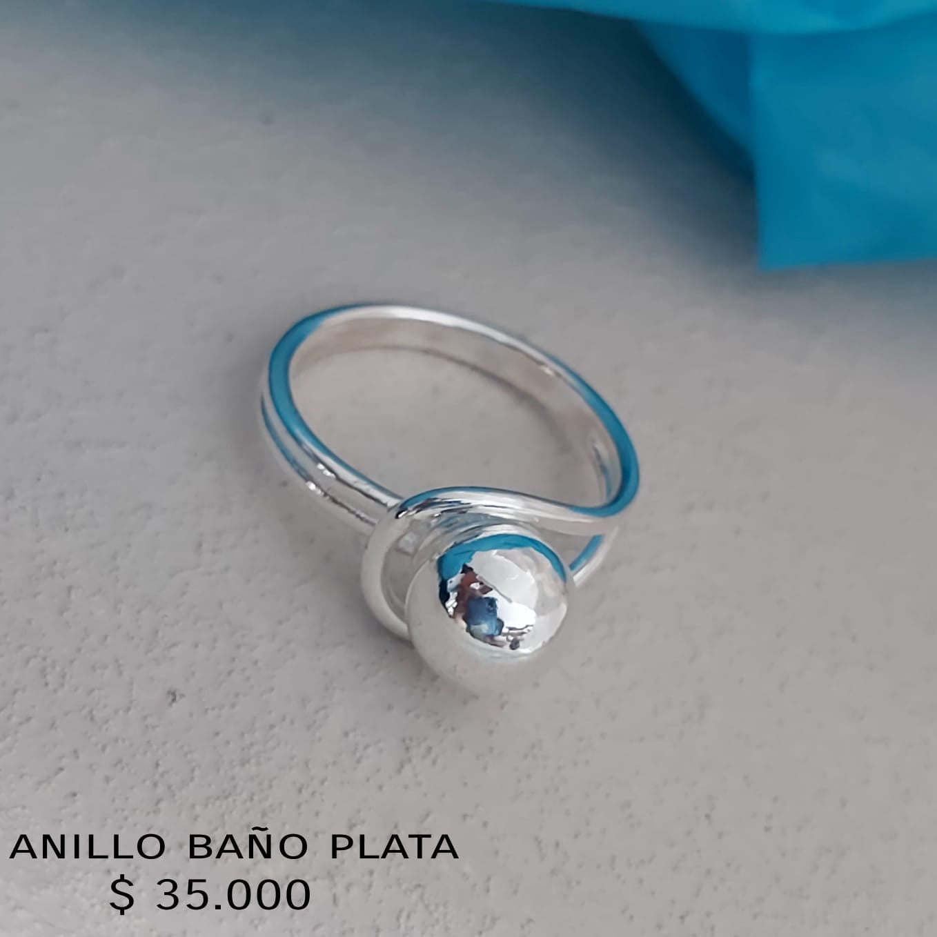 Anillo ajustable con baño de plata925