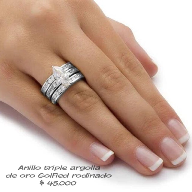 Anillo golfield rodinado con circónes