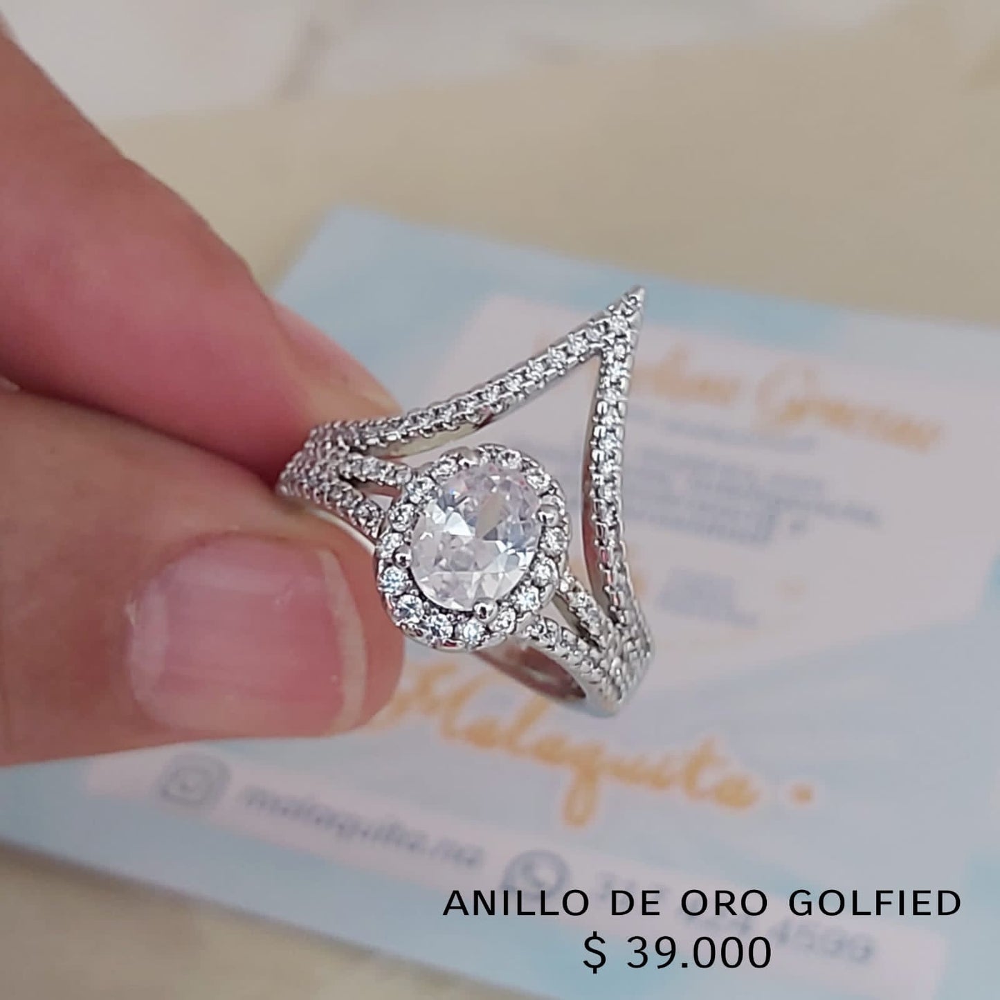 Anillo de oro golfield rodinado