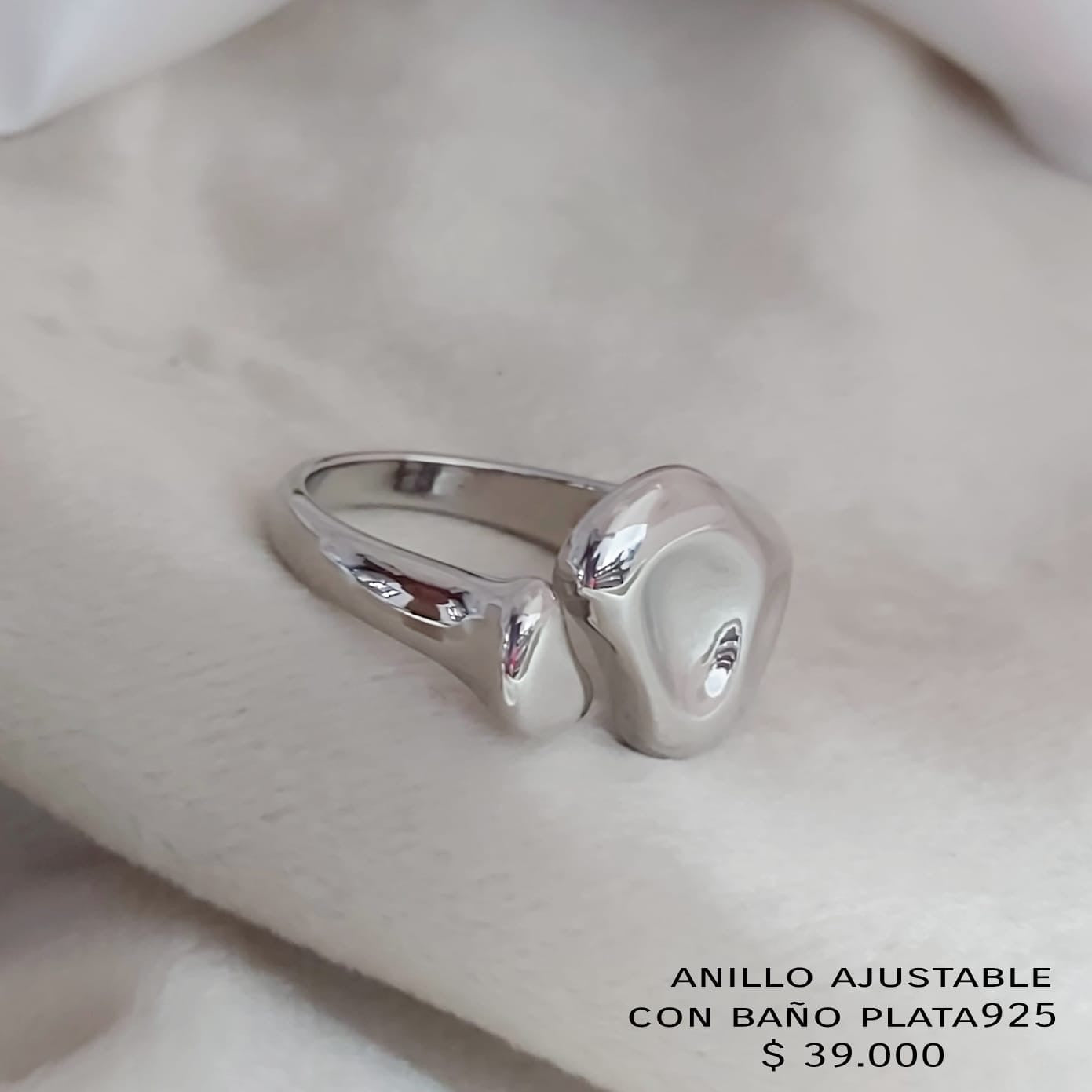 Anillo ajustable con baño plata925