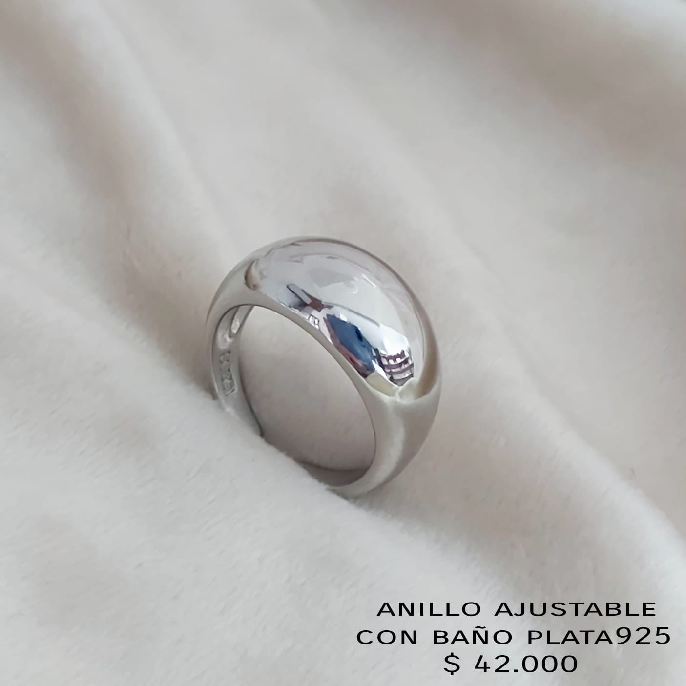 Anillo ajustable con baño plata925