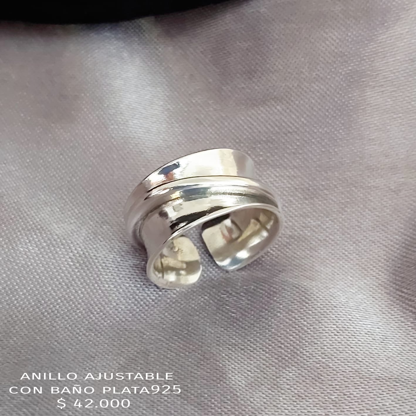 Anillo ajustable con baño plata925