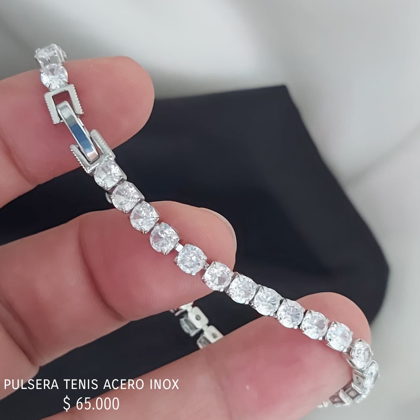 Pulsera tenis acero inox plateada