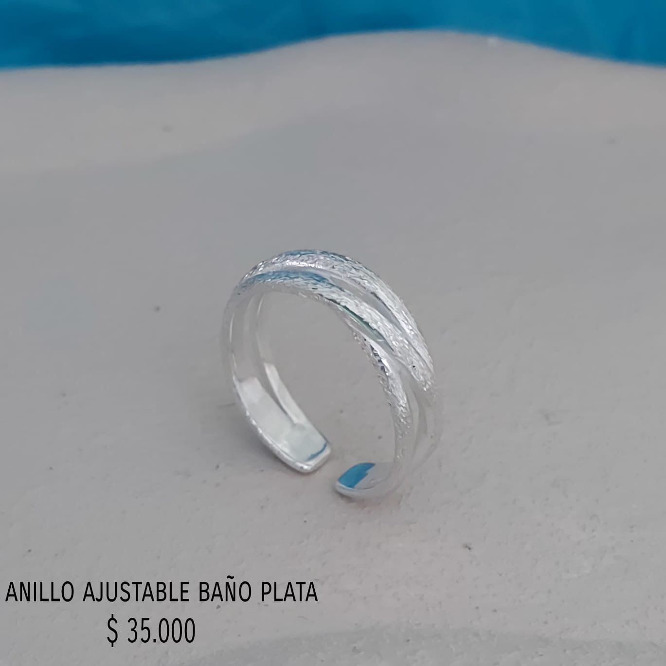 Anillo ajustable con baño plata925