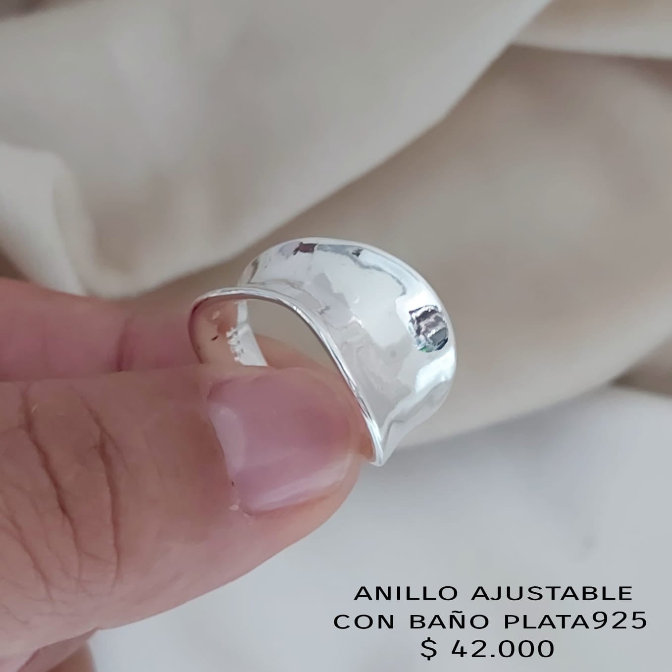 Anillo ajustable con baño plata925