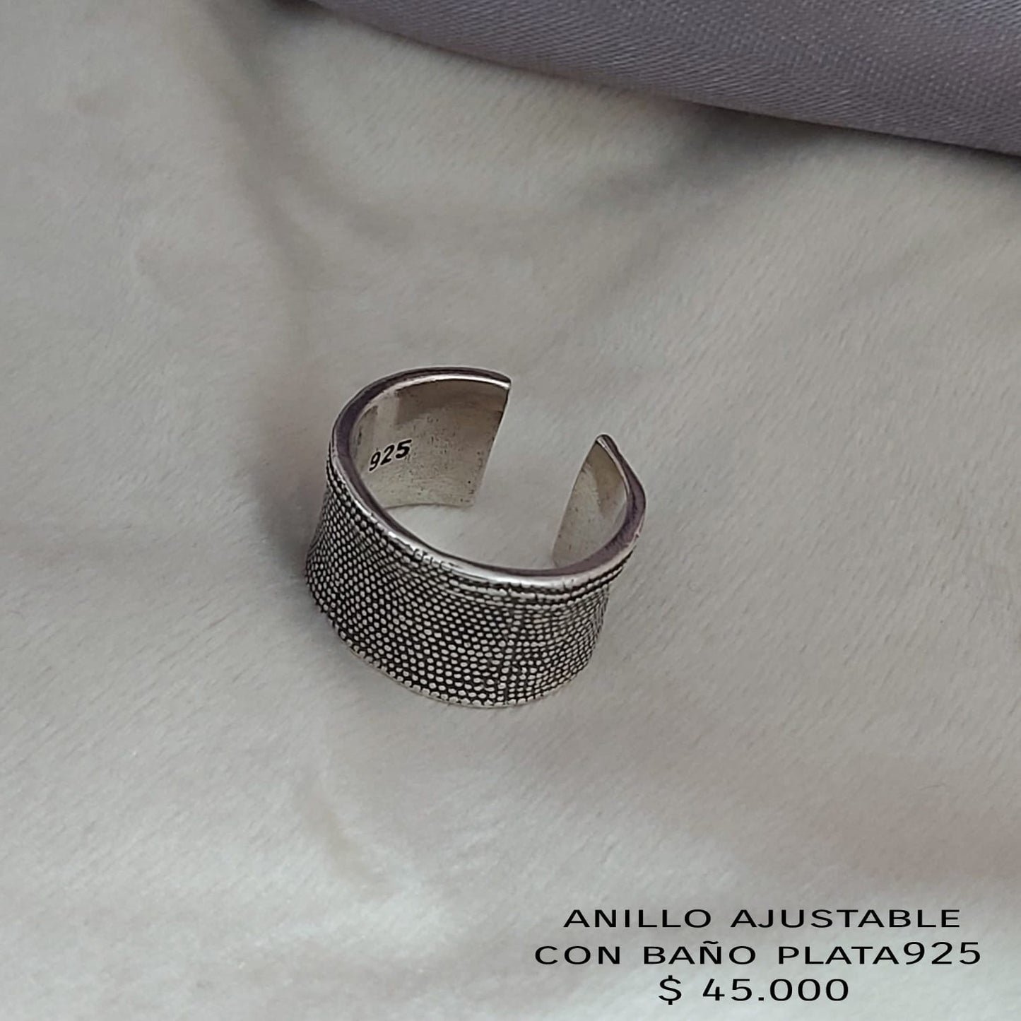 Anillo ajustable con baño plata925