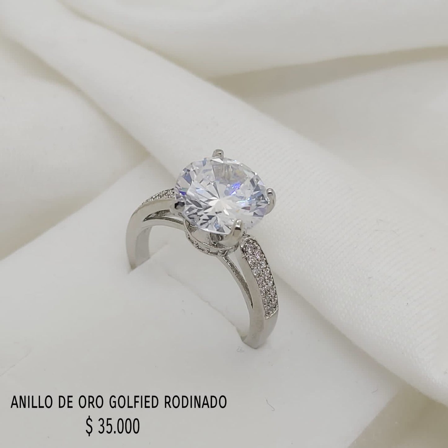 Anillo golfield rodinado con circónes