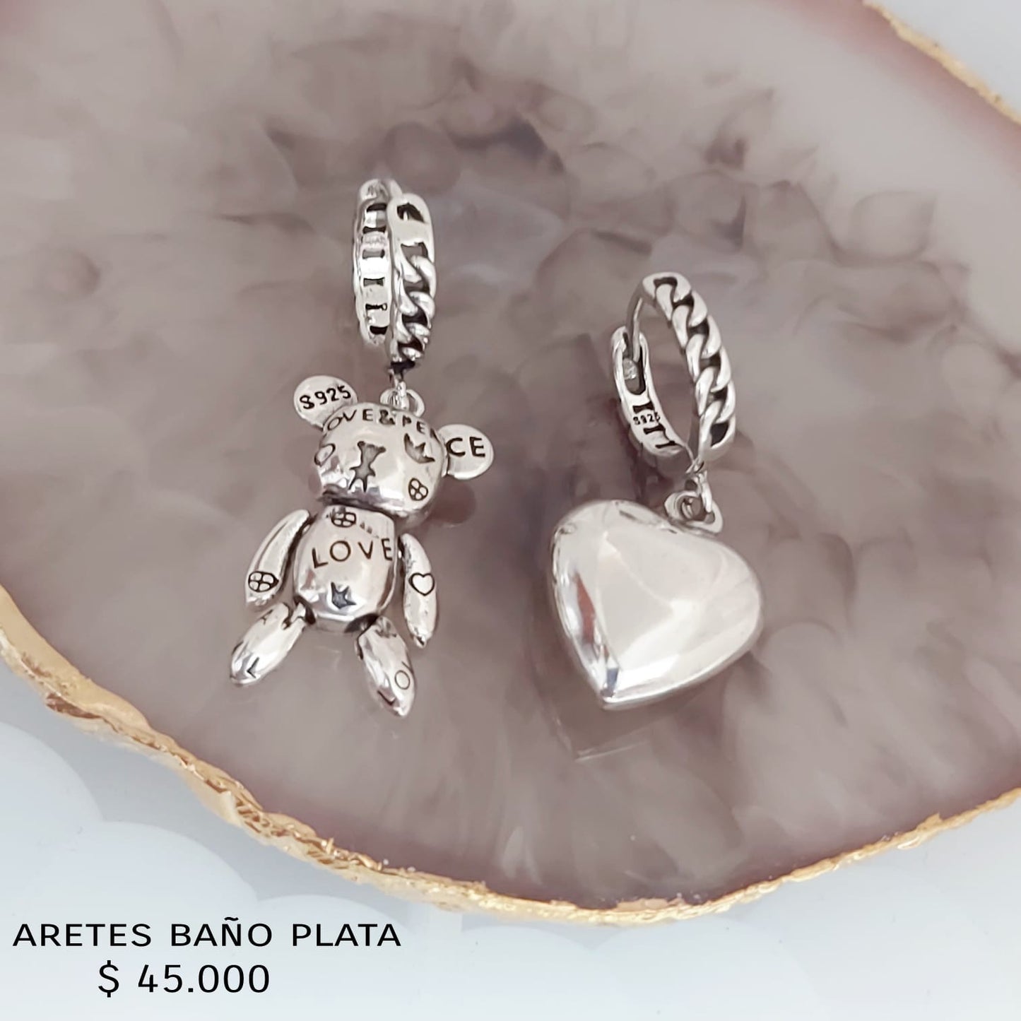 Aretes baño plata