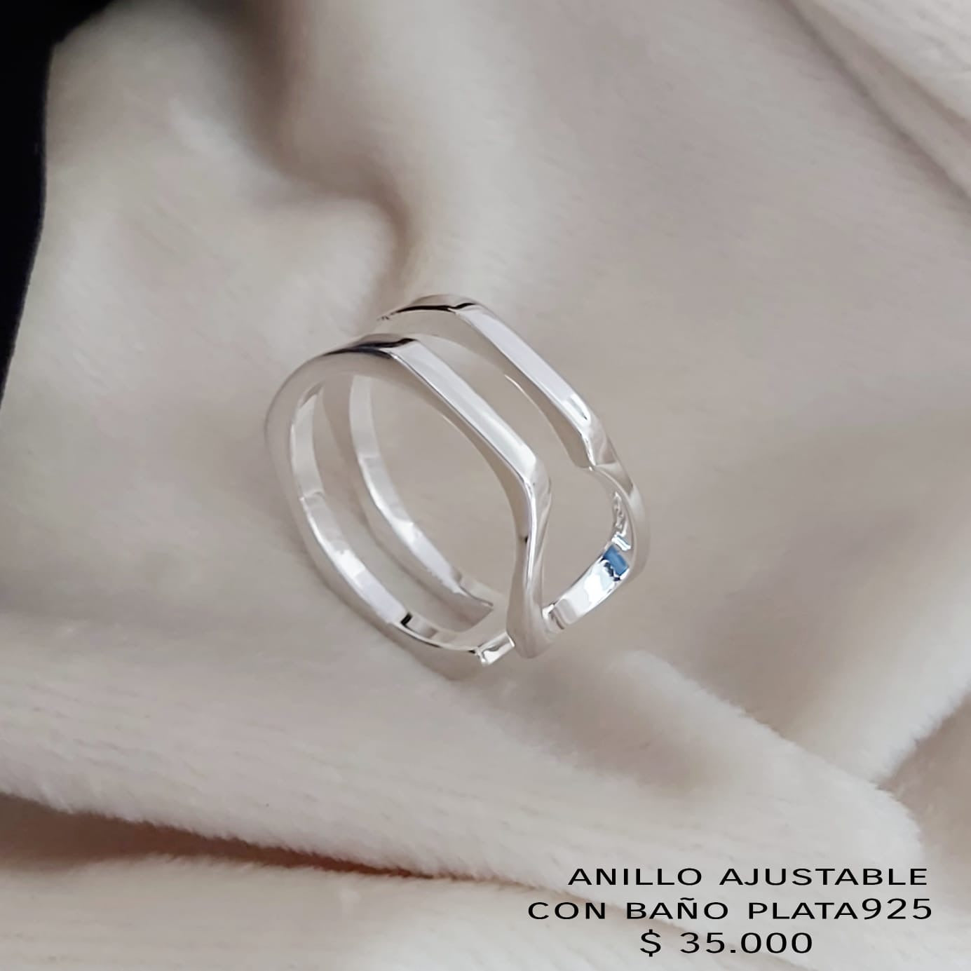 Anillo ajustable con baño de plata925