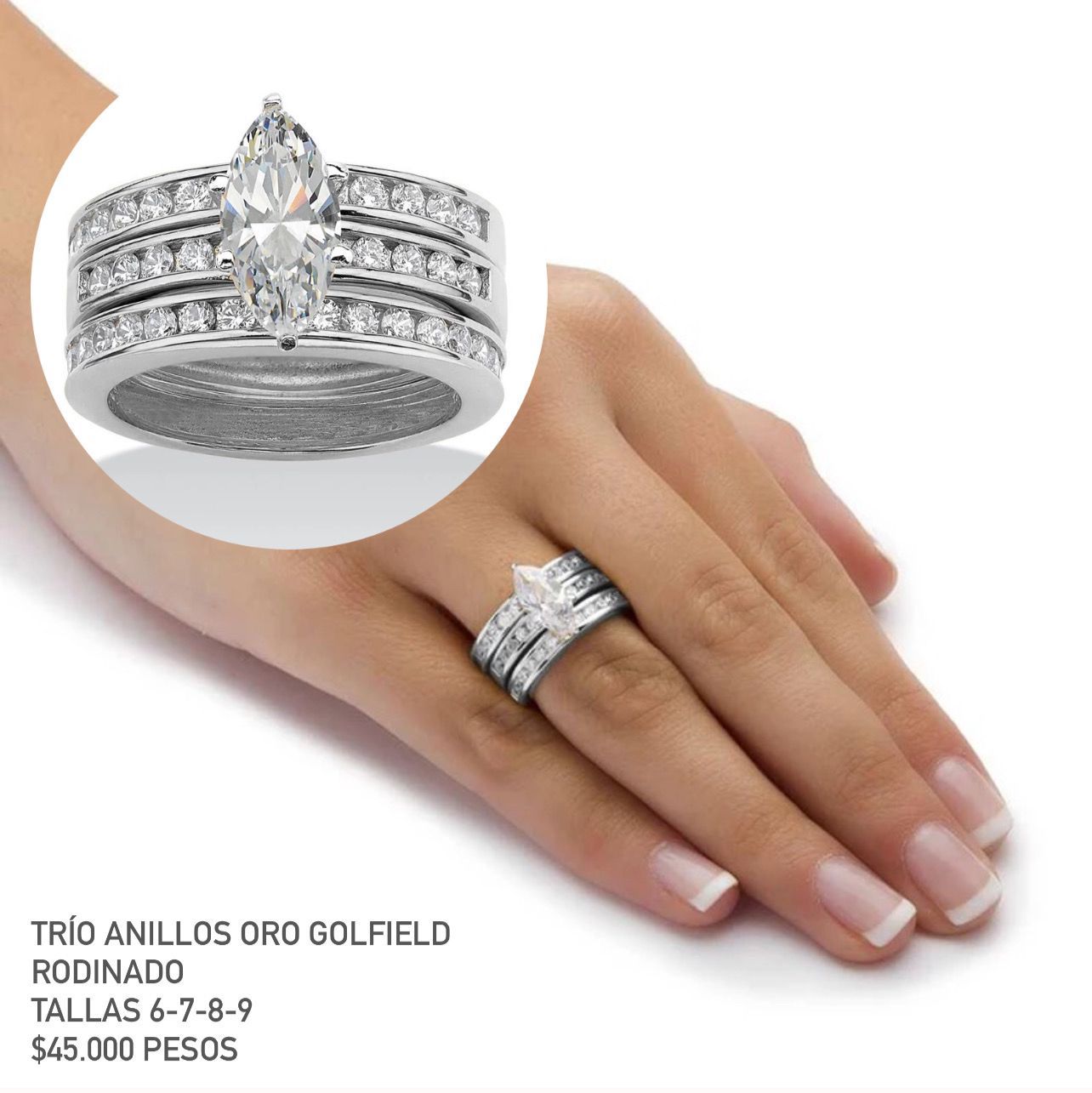 Anillo golfield rodinado con circónes