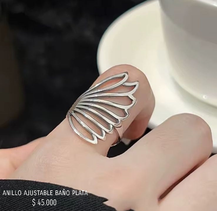 Anillo ajustable con baño plata