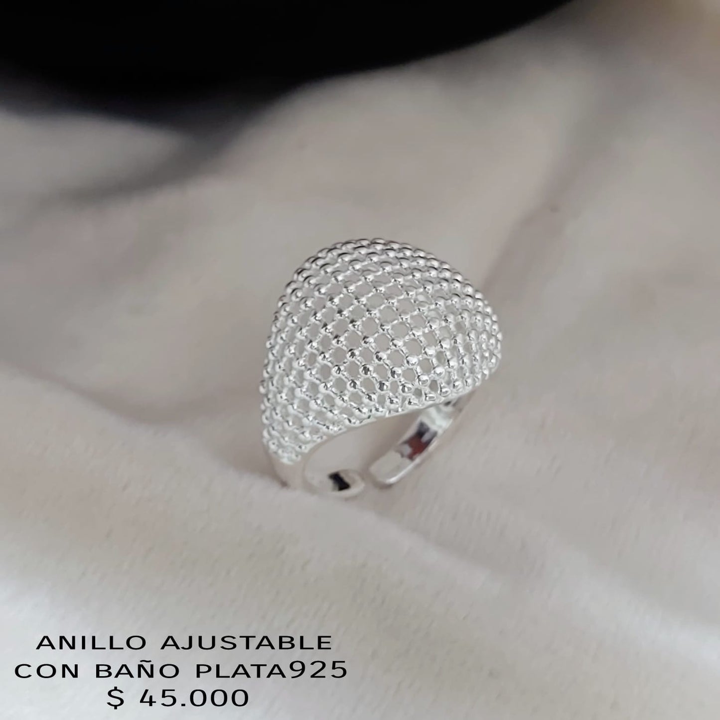 Anillo ajustable con baño plata925