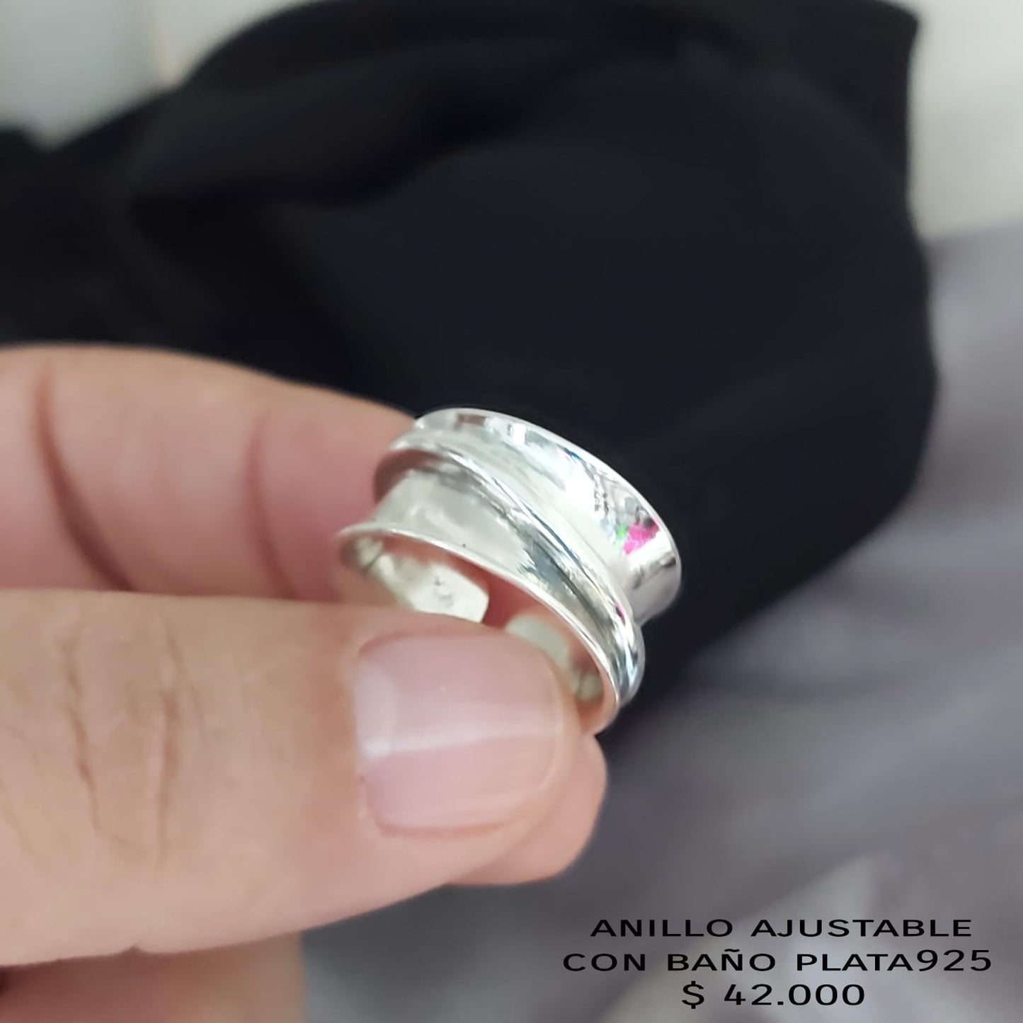 Anillo ajustable con baño plata925