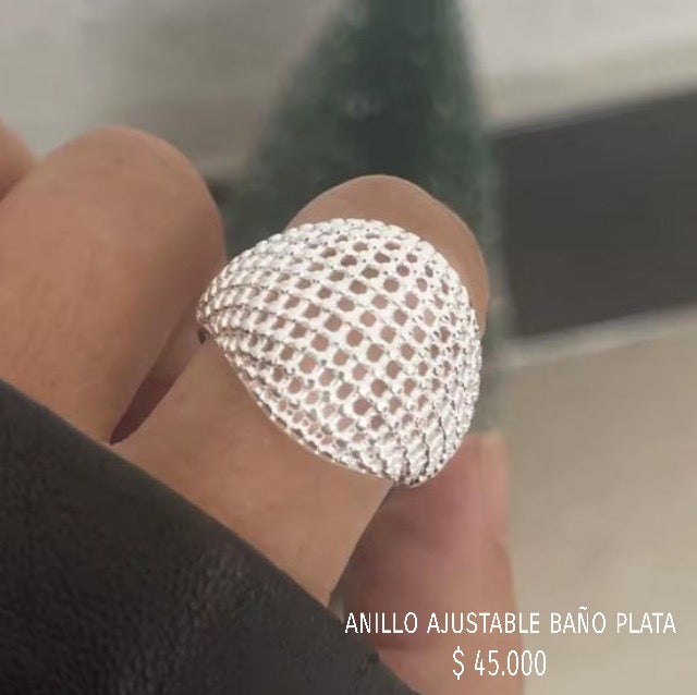 Anillo ajustable con baño plata925