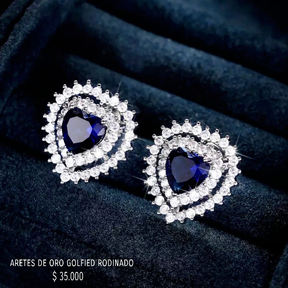 Aretes golfield rodinado con circónes