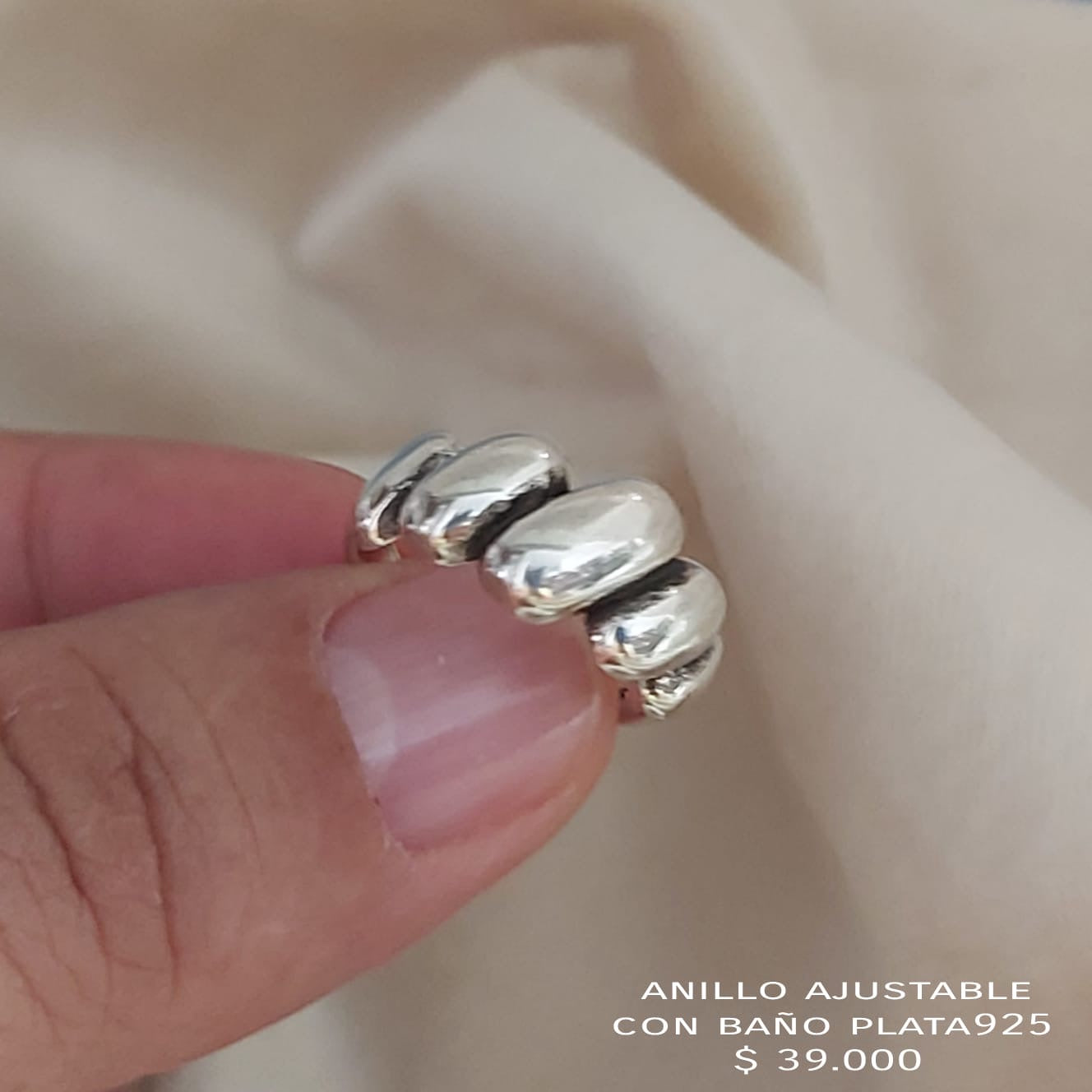 Anillo ajustable con baño de plata925