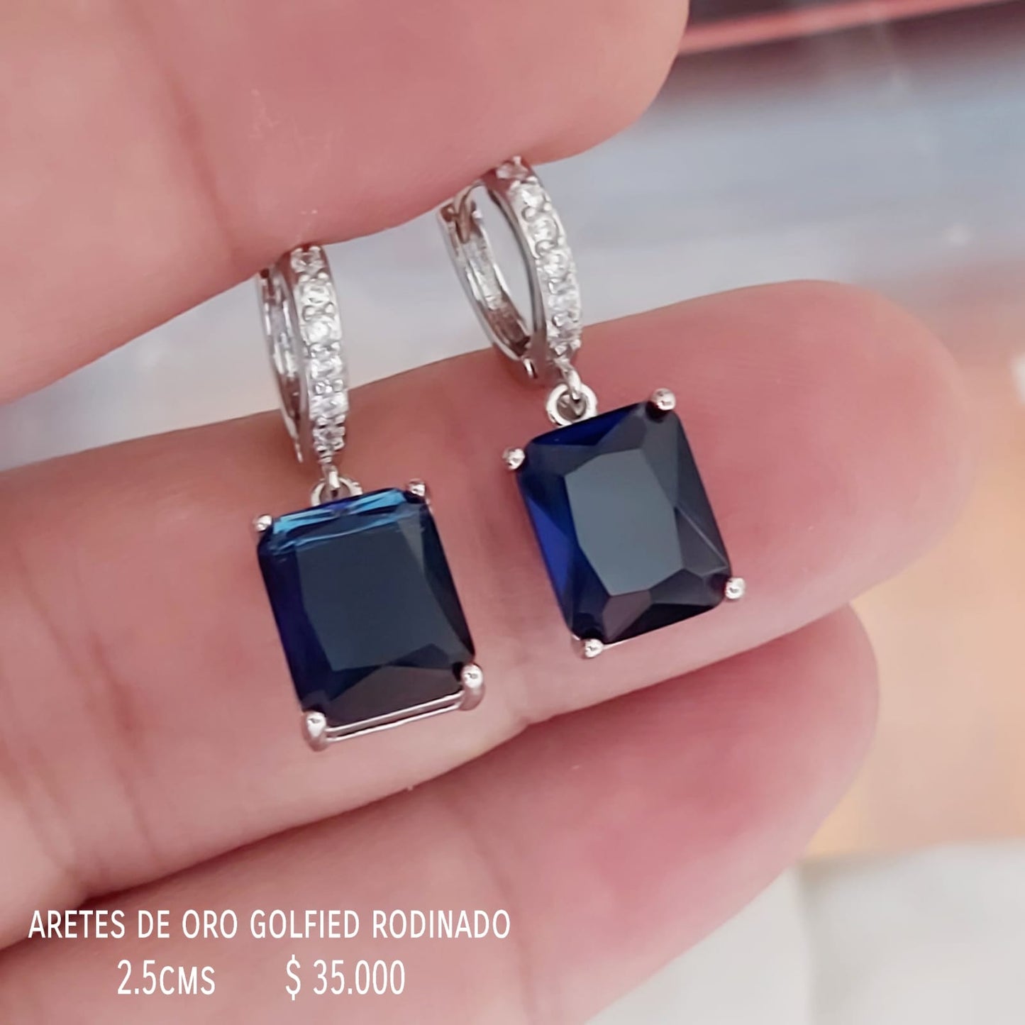 Aretes de oro golfield rodinado