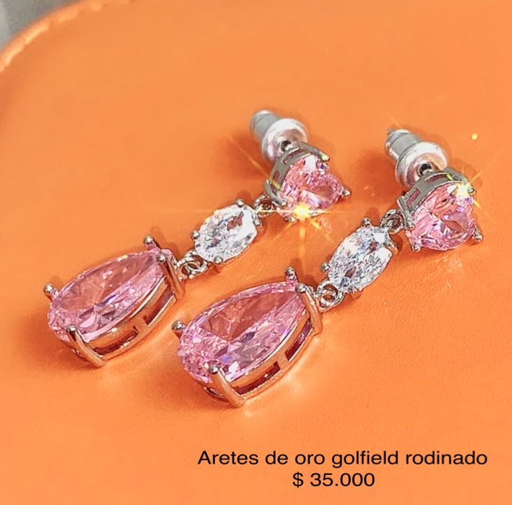 Aretes de oro golfield rodinado