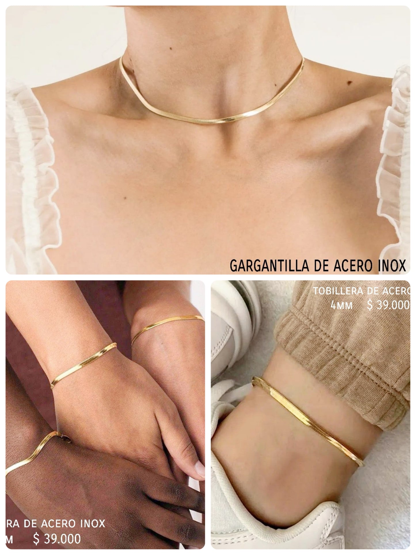 Pulsera plana de acero inoxidable