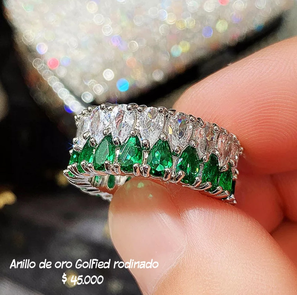 Anillo golfield rodinado con circónes